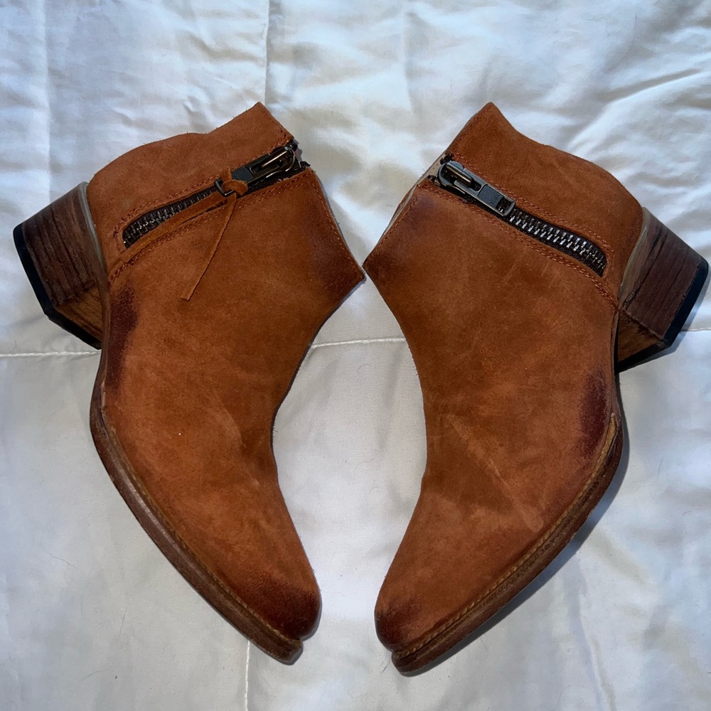Freebird Onyx Brown Suede Ankle Booties with Side Zip